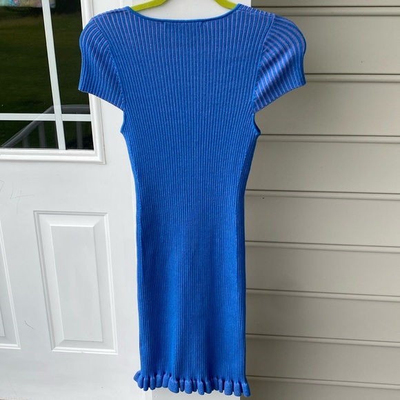 French Connection blue & pink Mathilda Ribbed capped sleeve Mini dress med NWT - Picture 5 of 9